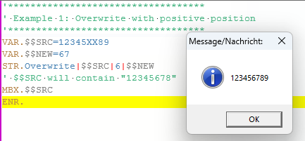 Overwrite string segment